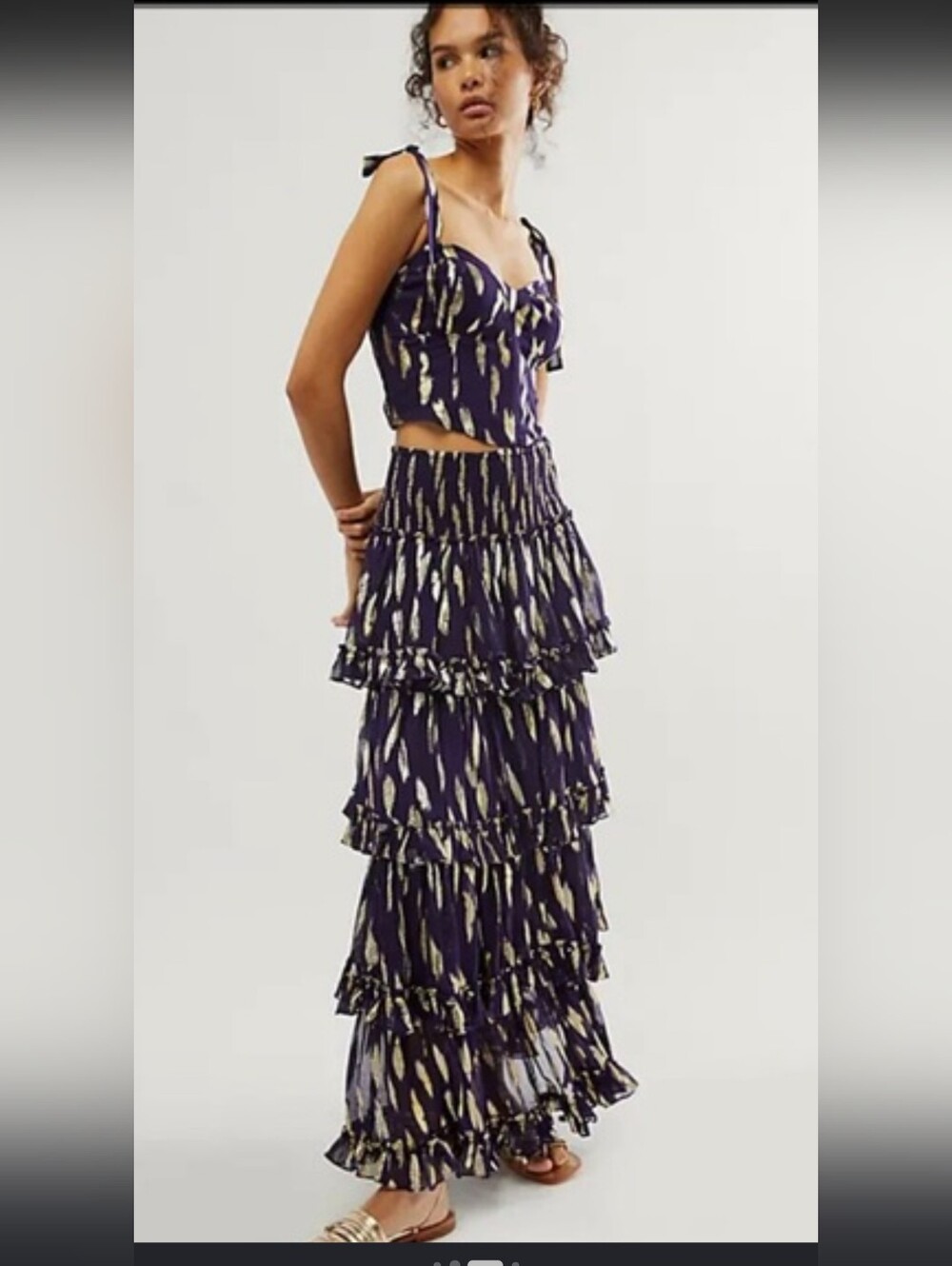 NWOT Jen's Pirate Booty 2pc Solar Set Ruffle Maxi Skirt Bustier Top XS Beach